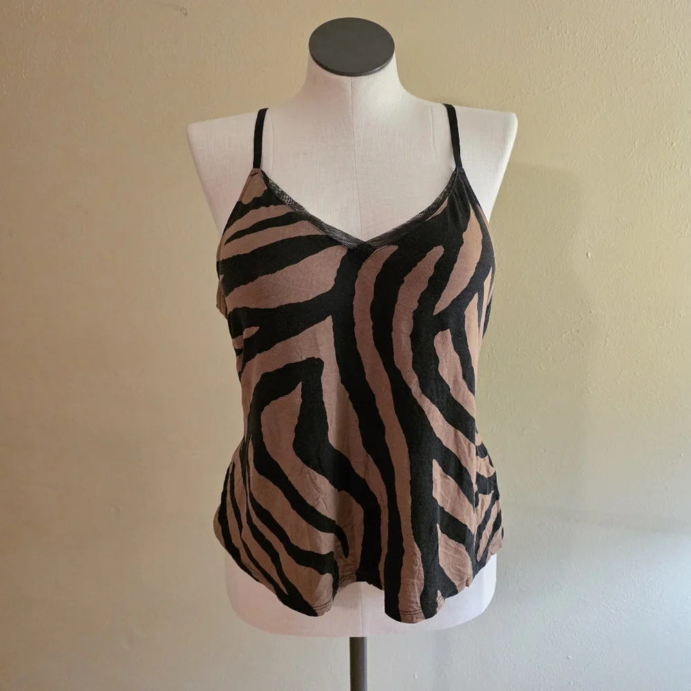 Stars Above Ultra Soft Spaghetti Strap Zebra Print Sleep Cami Tank Top Pajama